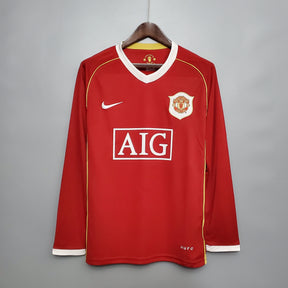 CAMISA RETRÔ MANCHESTER UNITED HOME MANGA LONGA 06/07