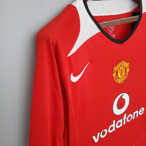 CAMISA RETRÔ MANCHESTER UNITED HOME MANGA LONGA 04/05