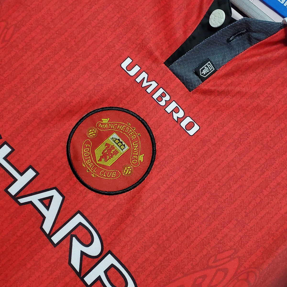 CAMISA RETRÔ MANCHESTER UNITED HOME MANGA LONGA 1996