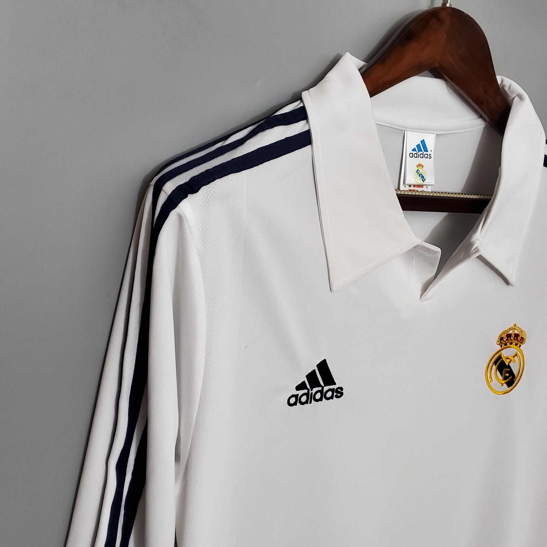 CAMISA REAL MADRID MANGA LONGA RETRÔ HOME 2002