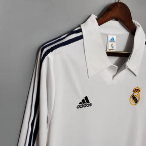 CAMISA REAL MADRID MANGA LONGA RETRÔ HOME 2002