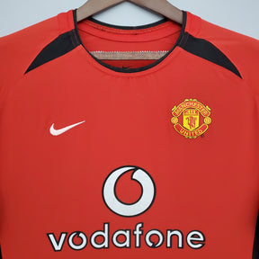 CAMISA RETRÔ MANCHESTER UNITED HOME MANGA LONGA 02/03