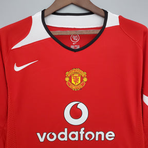 CAMISA RETRÔ MANCHESTER UNITED HOME MANGA LONGA 04/05