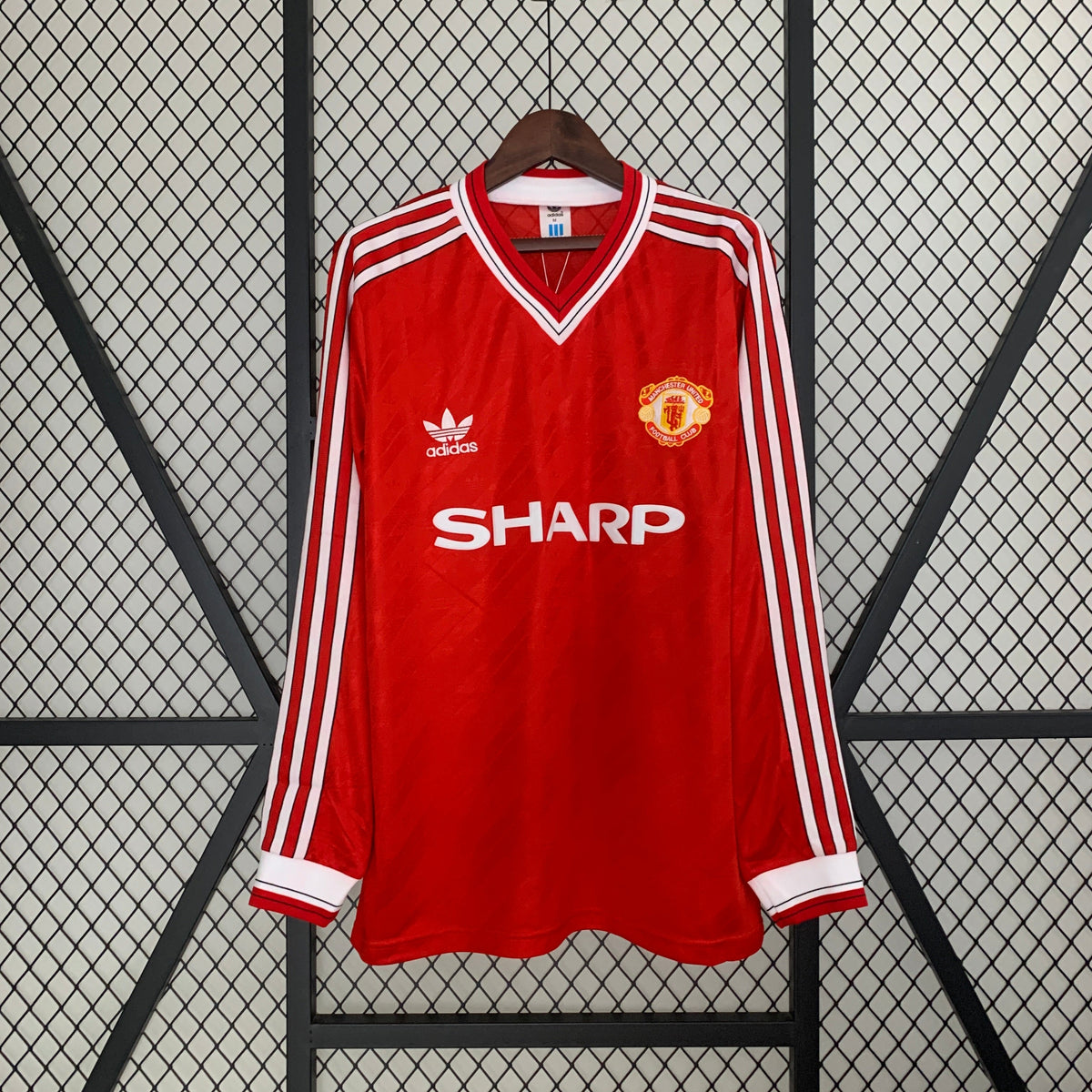 CAMISA RETRÔ MANCHESTER UNITED HOME MANGA LONGA 86/88