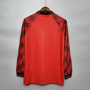 CAMISA RETRÔ MANCHESTER UNITED HOME MANGA LONGA 1996