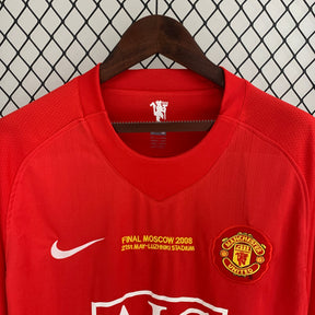 CAMISA RETRÔ MANCHESTER UNITED HOME MANGA LONGA 07/08