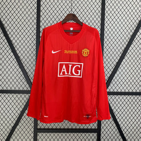 CAMISA RETRÔ MANCHESTER UNITED HOME MANGA LONGA 07/08