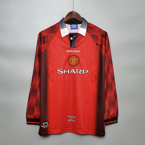 CAMISA RETRÔ MANCHESTER UNITED HOME MANGA LONGA 1996